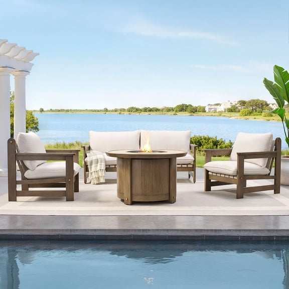 Member's Mark Atticus Deep Seating Fire Set with Sunbrella Fabric, 4pc