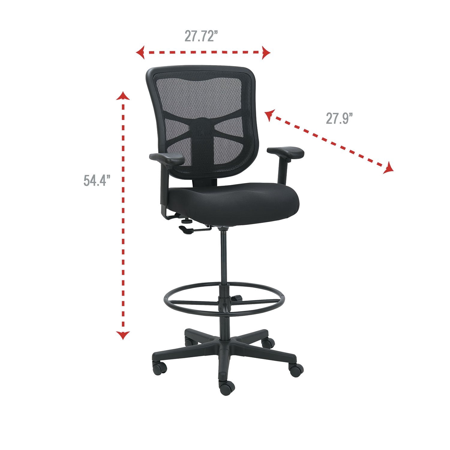 Alera Elusion Series Mesh Stool, Supports Up to 275 lb. (Black
