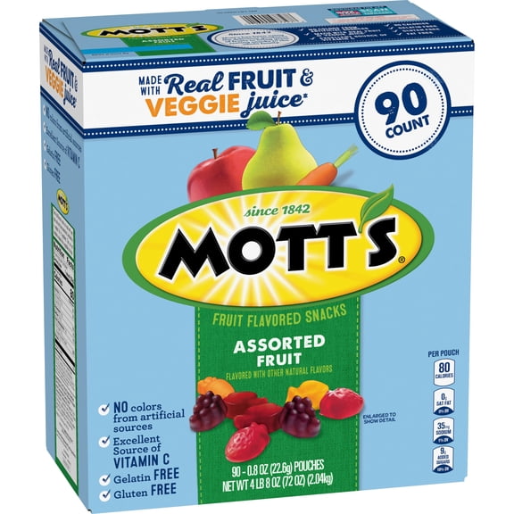 Mott's Assorted Fruit Flavored Snacks, 0.8 oz., 90 pk.