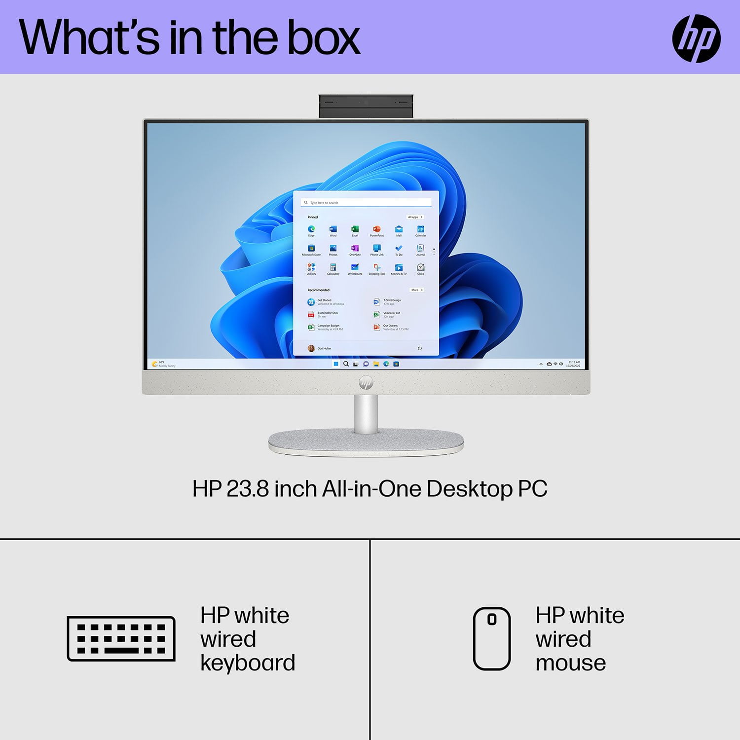 HP 23.8-inch All-in-One Windows Desktop PC AMD Ryzen 5 - 8GB RAM