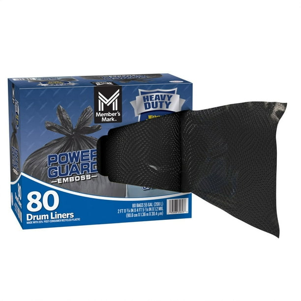 Member's Mark Simple Tie Heavy Duty Black Trash Bags (55 gal., 80