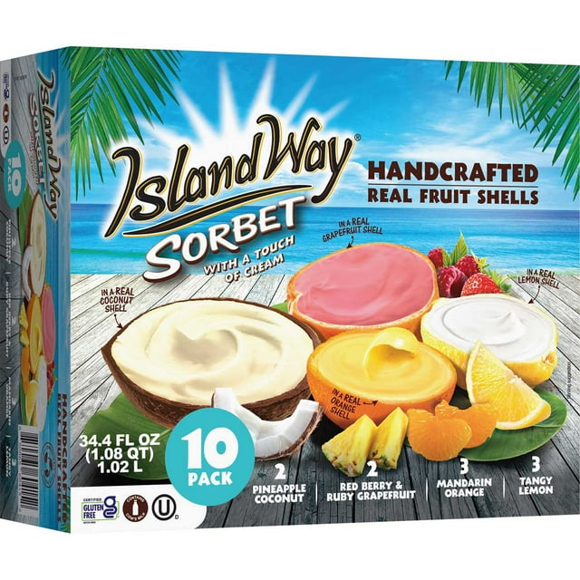 Island Way Handcrafted Assorted Fruit Sorbet, Frozen, 10 ct.