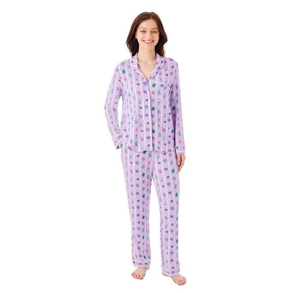 DreamMark Women's 2-Piece Holiday Notch Collar Pajama Set