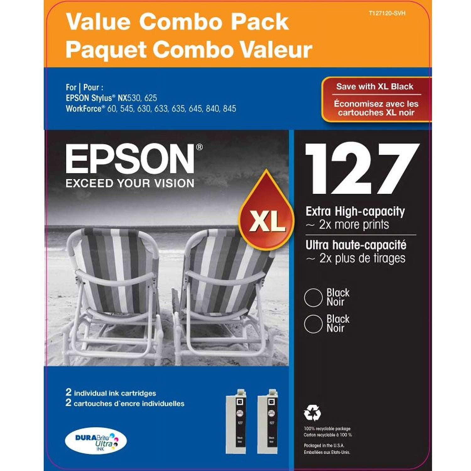 Epson DuraBrite 127XL Combo Pack, Black 2 pk. - Samsclub.com