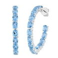 thumbnail image 2 of Oval Cut Gemstone Inside Out Hoop Earrings in Sterling Silver, 2 of 4