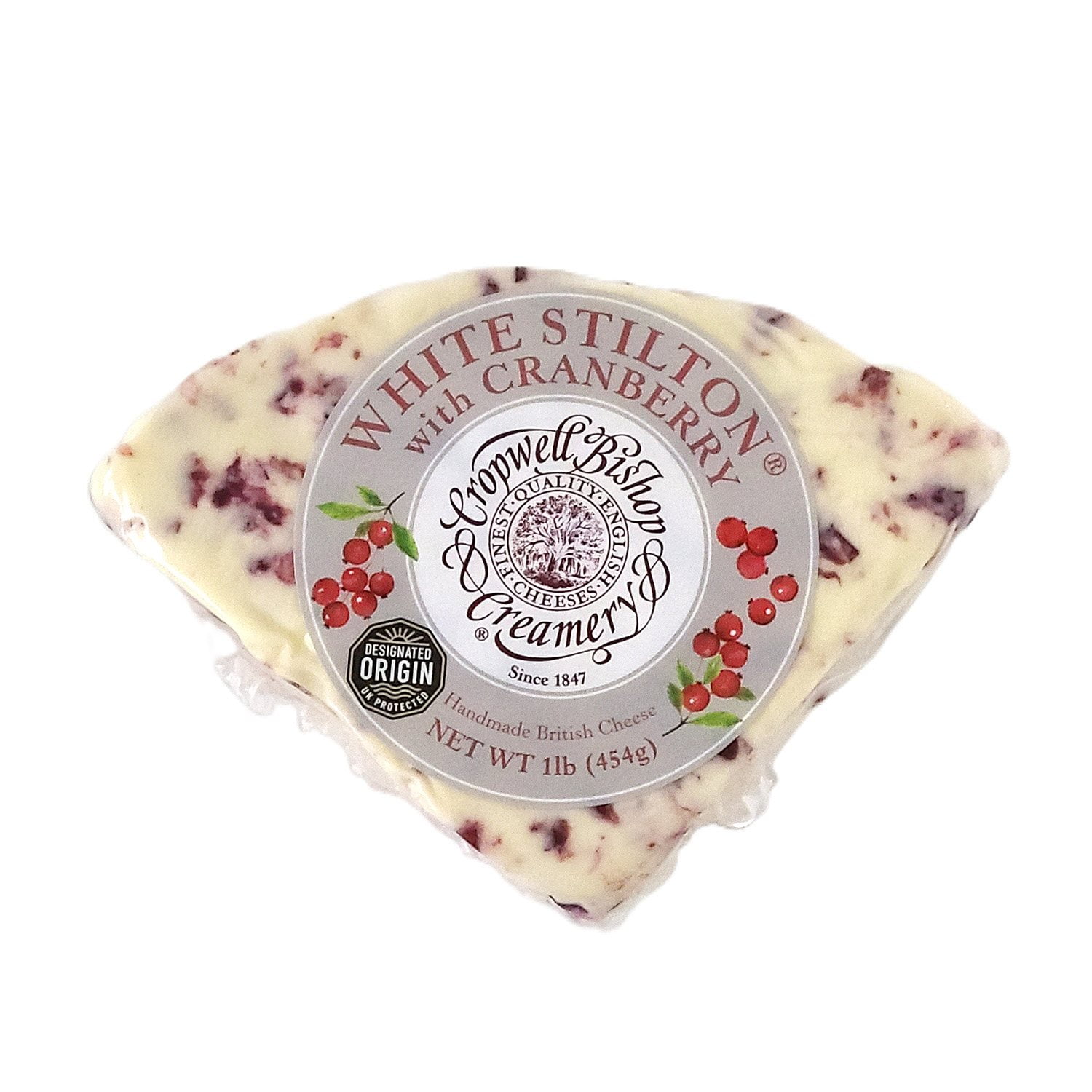 Cropwell Bishop Creamery White Stilton with Cranberry Wedge, 1 lb