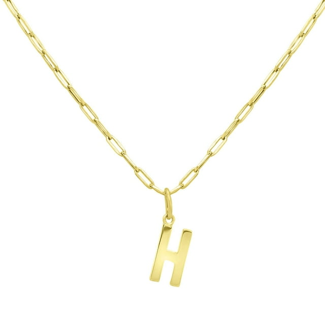 Initial Paperclip Chain Pendant Necklace in 14K Gold