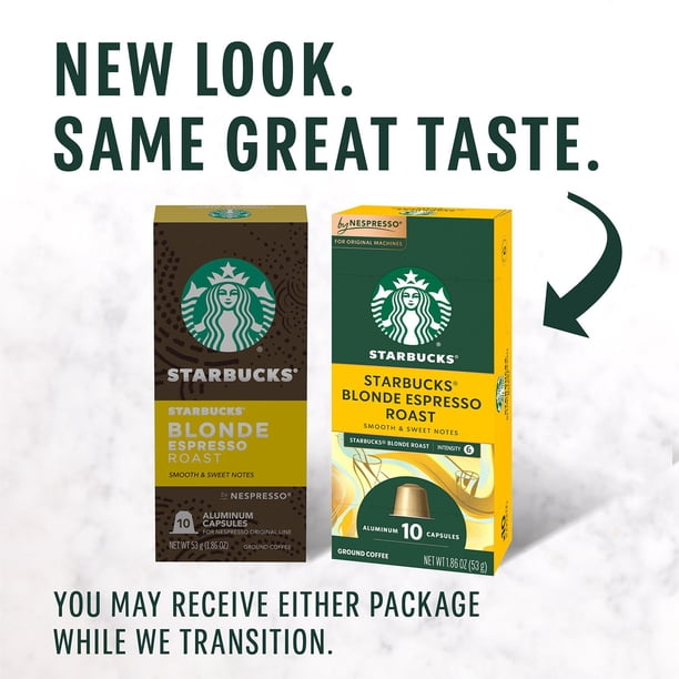 Starbucks by Nespresso Espresso Coffee Pods, Blonde Roast, 60 ct
