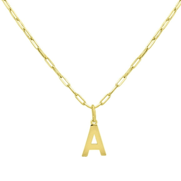 Initial Paperclip Chain Pendant Necklace in 14K Gold