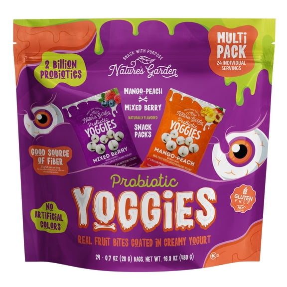Nature's Garden Probiotic Halloween Yoggies, Variety Pack, 0.7 oz., 24 pk.