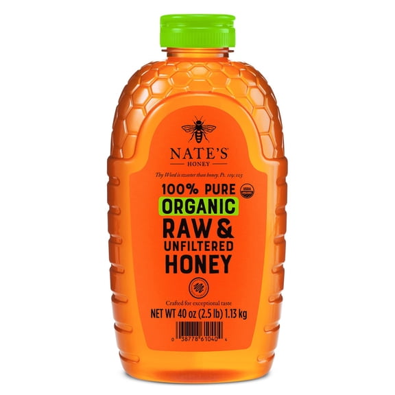 Nature Nate's 100% Organic Pure Raw and Unfiltered Honey, 40 oz.