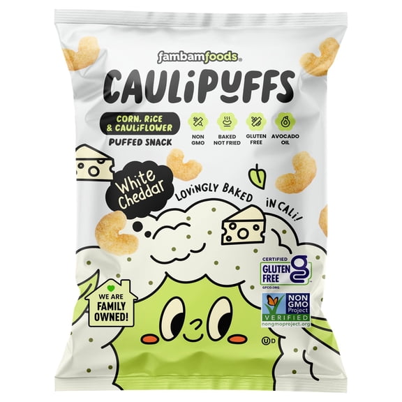 FamBam Foods Caulipuffs Puffed Snack, White Cheddar, 13 oz.