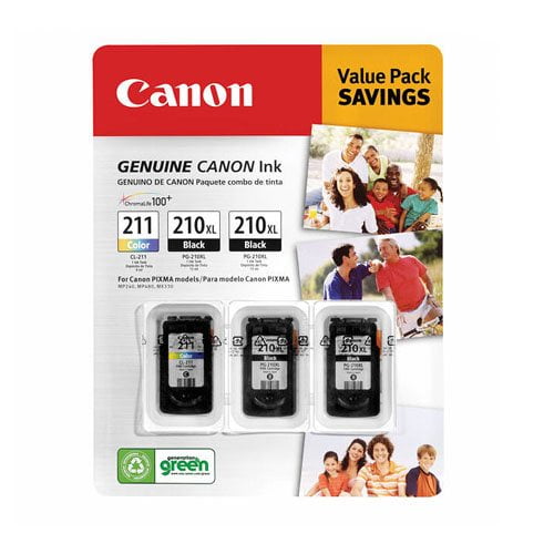Canon PG-210XL/CL-211 Ink Tank Cartridge, Black/Tri-Color (3 pk.)