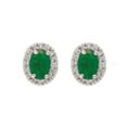 thumbnail image 2 of Oval Cut Genuine Gemstone & 0.16 CT.T.W. Diamond Halo Stud Earrings in 14K Gold, 2 of 3