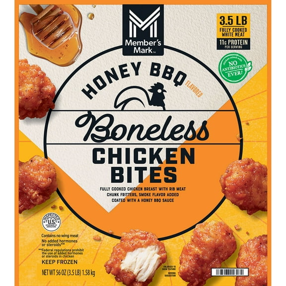 Member's Mark Breaded and Boneless Honey Barbecue Chicken Bites, Frozen, 3.5 lbs.