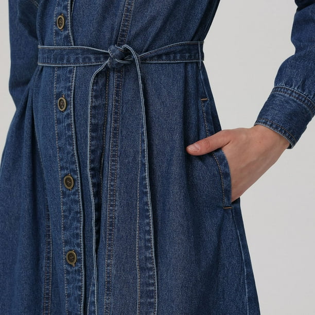 t shirt dresses cotton Dolly Long Sleeve Stretch Denim Dress