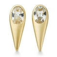 thumbnail image 1 of Lab Created Oval White Sapphire Gemstone Stud Earrings in 14K Gold, 1 of 4