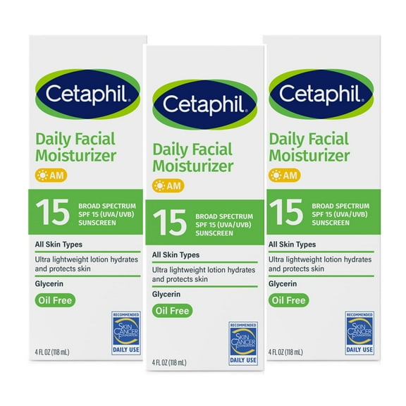 Cetaphil Daily Facial Moisturizer with Sunscreen, SPF 15, 4 fl. oz., 3 pk.