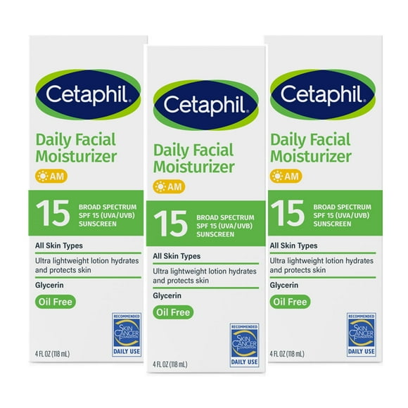 Cetaphil Daily Facial Moisturizer with Sunscreen, SPF 15, 4 fl. oz., 3 pk.