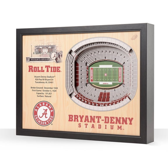 YouTheFan Alabama Crimson Tide 25-Layer Football Stadium View 3D Wall Art