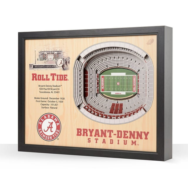 YouTheFan Alabama Crimson Tide 25-Layer Football Stadium View 3D Wall Art