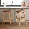 thumbnail image 1 of Bower Home Upholstered Wood Saddle Counter or Bar Stool, 2-Pack, 1 of 8
