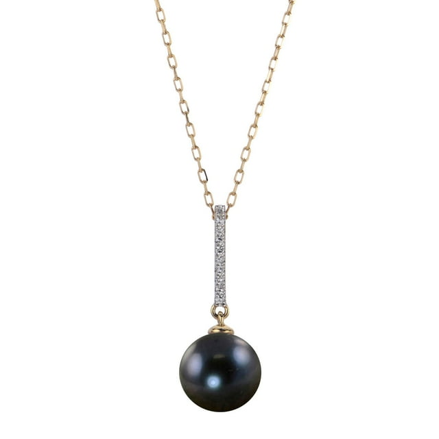 Cultured Freshwater Pearl and 0.04 CT.T.TW. Diamond Pendant Necklace in 14K Gold