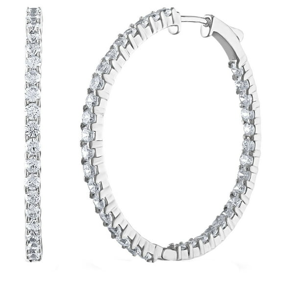 5.00 CT. T.W. Round Cut Inside Out Diamond Hoop Earrings in 14K Gold
