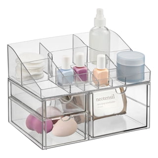 iDesign Cosmetic Organizer and Storage Set - Divided Organizer and Storage Drawer, Clear, Set of 2