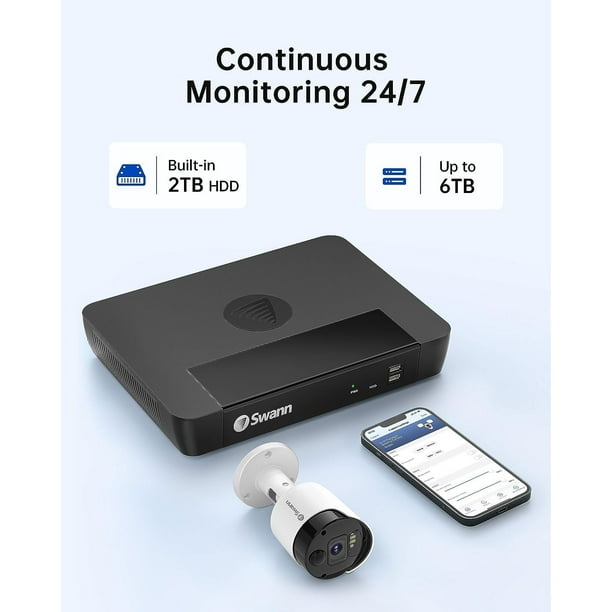 Swann 4K HD Cameras with 2TB NVR Security System, 6pk