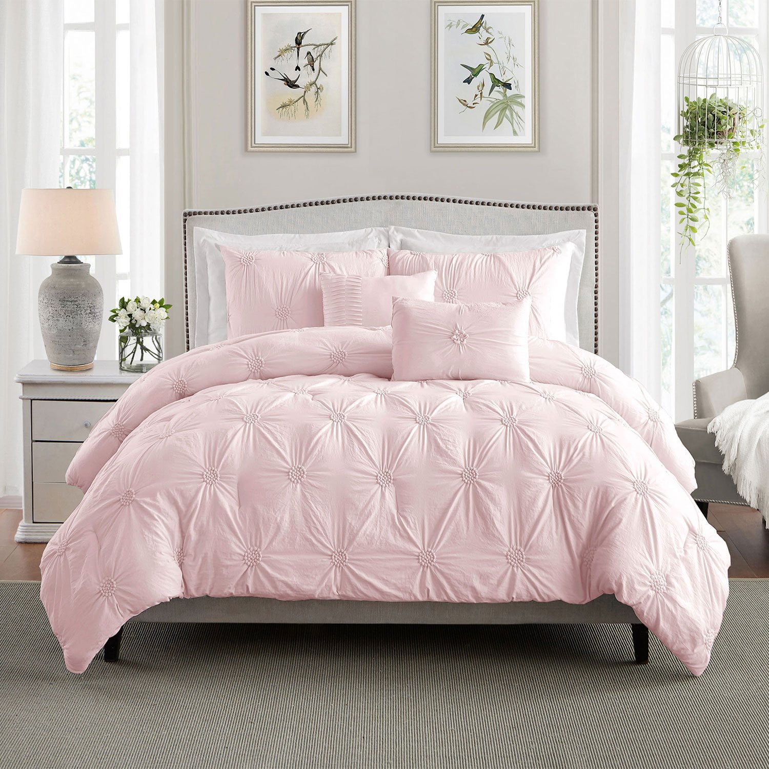 Ultra Plush Floral Pintuck Comforter Set, Assorted Sizes