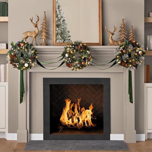 Member's Mark Pre-Lit Wreath Décor with Velvet Sash