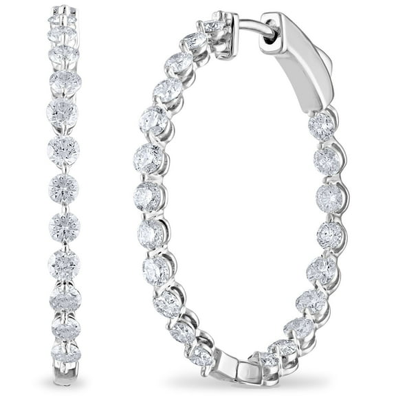 2.45 CT. TW. Diamond Hoop Earrings in 14K Gold