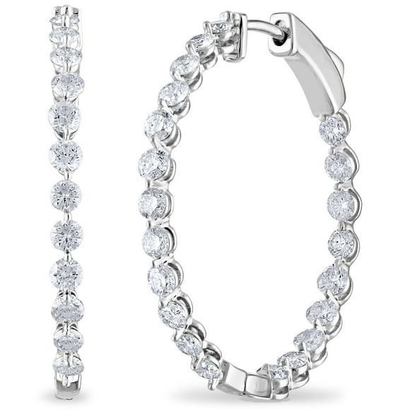 2.45 CT. TW. Diamond Hoop Earrings in 14K Gold