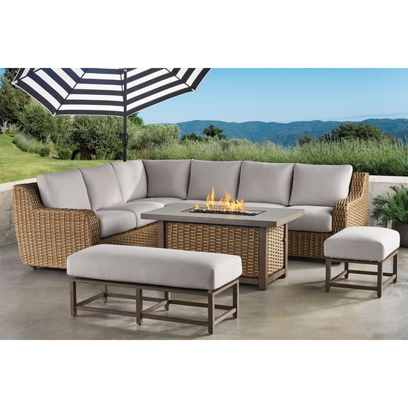 Member's Mark Athena Sectional with Sintered Stone Top and Sunbrella Fabric, 7pc