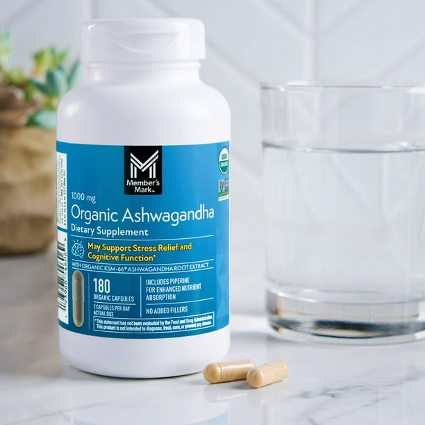 Member's Mark Organic Ashwagandha 1000 mg Vegetarian Capsules, 180