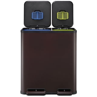 Simpli-Magic 18.5 Gallon (40L x 30L) Dual Compartment Step Trash Can – Kitchen Garbage Can with Waste & Recycling Bins – Slow-Close Lid, Odor Control, Hands-Free
