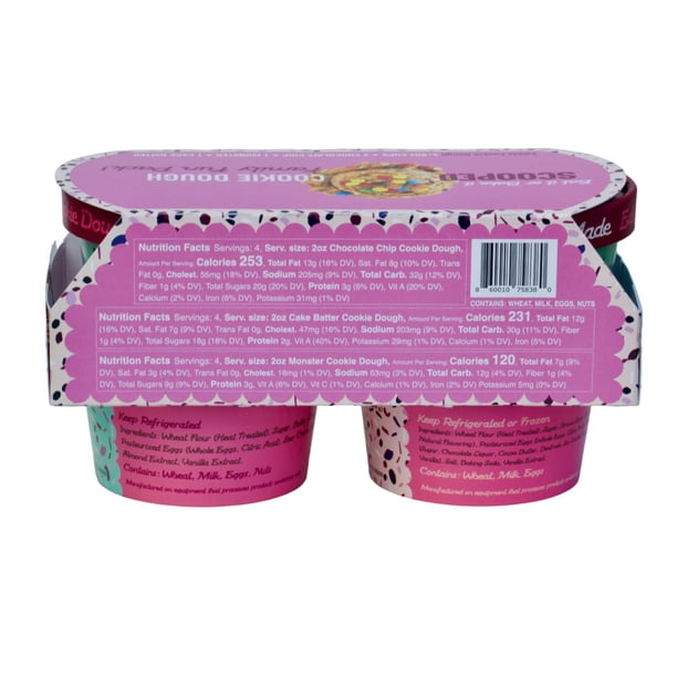Scooped Cookie Dough Bar Edible Cookie Dough Variety, 8 oz., 4 pk