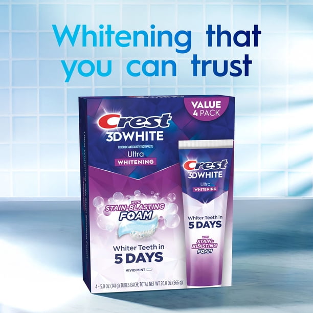 Crest 3D White Vivid Mint Ultra Whitening Toothpaste, 5.2 oz., 4