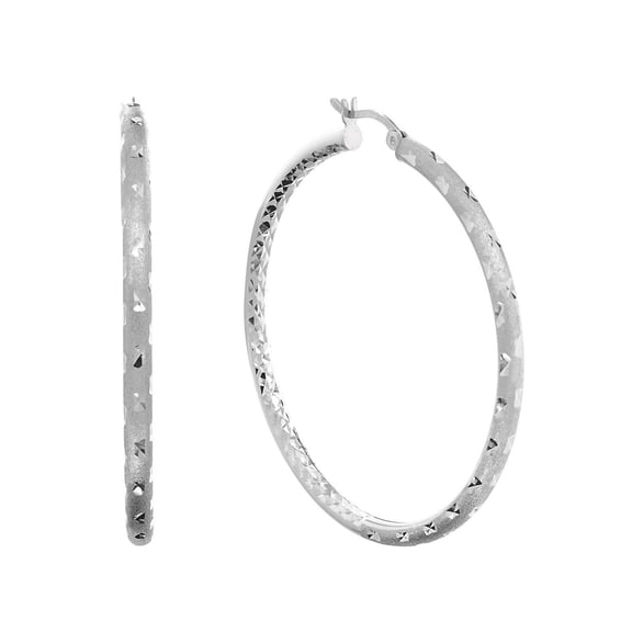 Diamond Cut Hoop Earrings in Sterling Silver