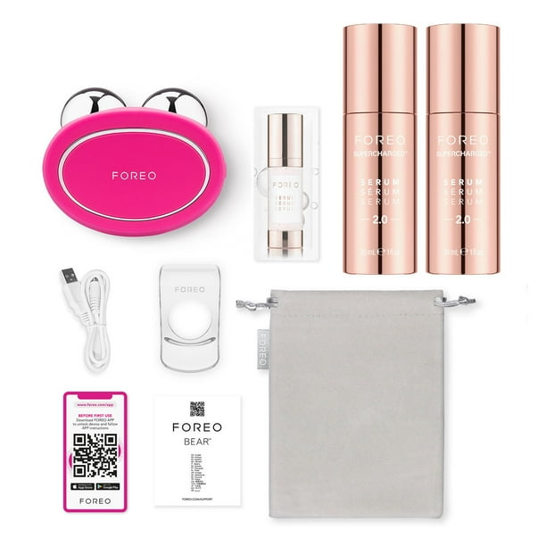 FOREO BEAR フェイシャルトーニング器 （付属品完備） BEAR Facial Toning Device & Supercharged Serum 2.0 Bundle
