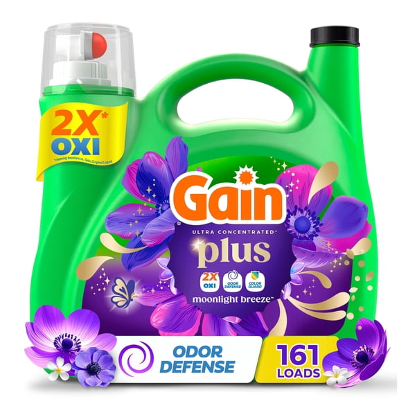 Gain Plus Liquid Laundry Detergent, Moonlight Breeze, 161 Loads, 198 fl. oz.