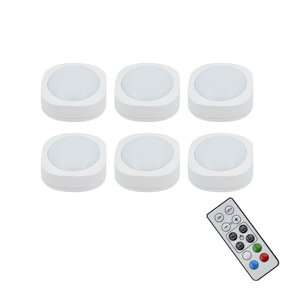 Cedar Hill Integrated LED Puck Lights 100 Lumens with Remote Control, 6-Pack