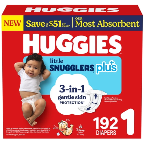 Huggies Little Snugglers Plus Baby Diapers, Size Newborn-2