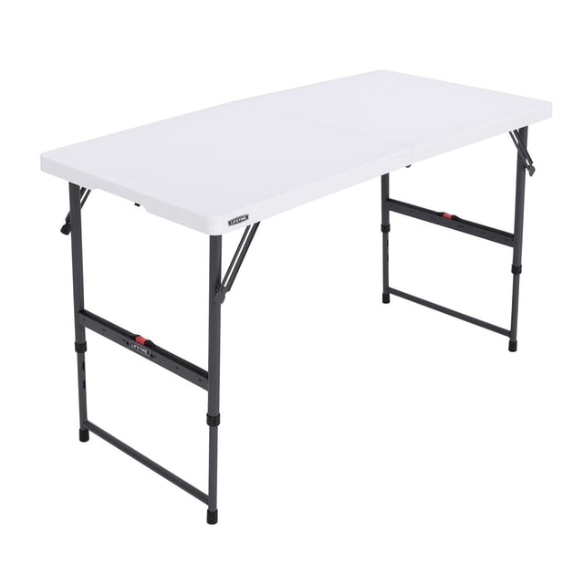 Lifetime 4' Adjustable Height Fold-In-Half Table, White