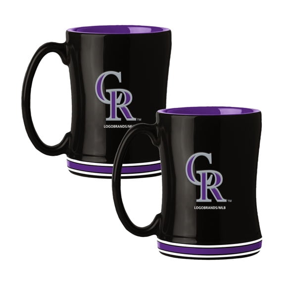 Logo Brands Colorado Rockies 14oz Relief Mug Set