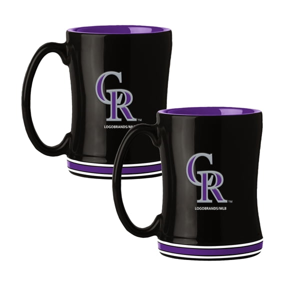 Logo Brands Colorado Rockies 14oz Relief Mug Set
