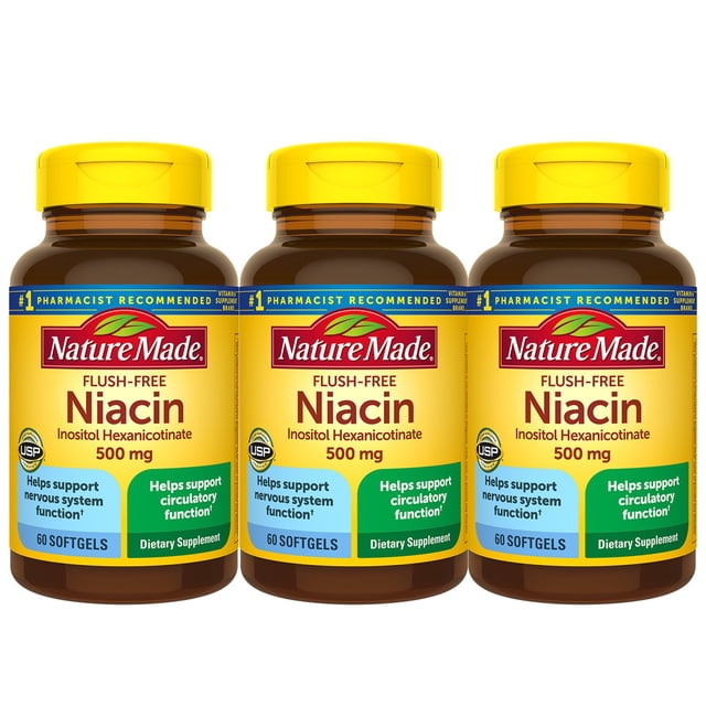 Nature Made Flush-Free Niacin 500mg Softgels (60 ct., 3 pk.)