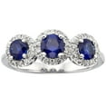 thumbnail image 1 of Round Cut 3 Stone Gemstone and 0.19 CT. T.W. Halo Diamond Ring in 14K Gold, 1 of 6
