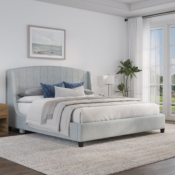 HH2 Home Copestone Upholstered Classic Wing Platform Bed, Assorted Sizes